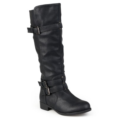 Journee Collection Womens Bite Stacked Heel Riding Boots, Black 8 : Target