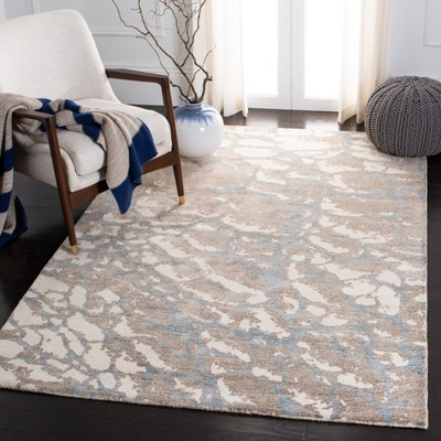Handmade Light Brown and Ivory Wool Tufted Area Rug, 3' x 5'