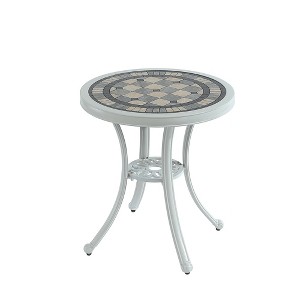 CLIHOME 24" Round Cast Aluminum Patio Outdoor Bistro Table Dining Table - 1 of 4