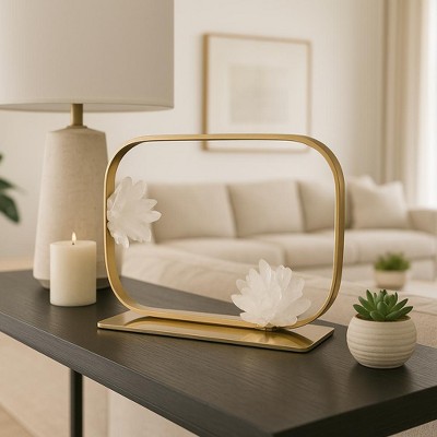 Decorative Metal Statue with Stone Detailing for Home Decor - Elegant Ornaments Perfect for Office Styling, Shelf, and Office Decor
