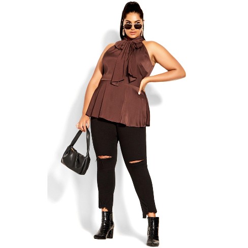 Women's Plus Size Piper Top  - Cocoa | CITY CHIC - image 1 of 3