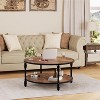 Homhougo Round Coffee Table for Living Room Rustic Center Table with Storage Shelf Wood Circle Coffee Table with Sturdy Metal Legs, Easy Assembly - 3 of 4