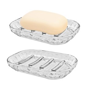 Aoibox 2 Pack Soap Dish Holder for Bar Soap, Bathroom Soap Dishes Tray, Shower Kitchen Sink Soap Saver, Clear - 1 of 4