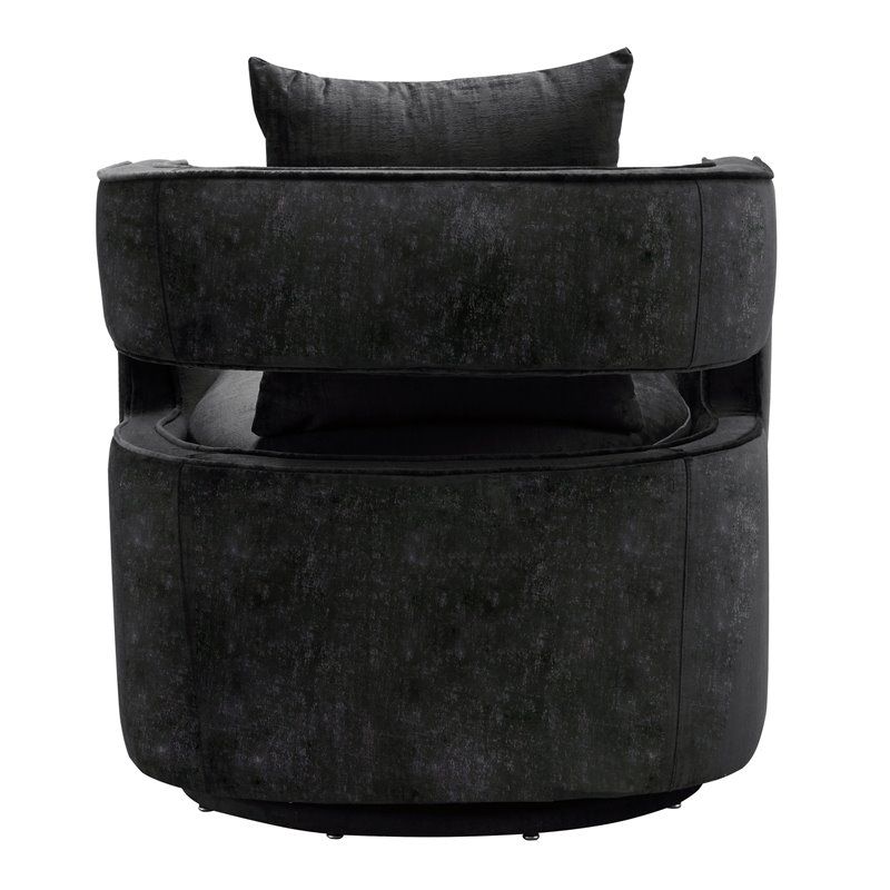 TOV Furniture Kennedy 17.8" Transitional Velvet Swivel Accent Chair in Black, 5 of 8