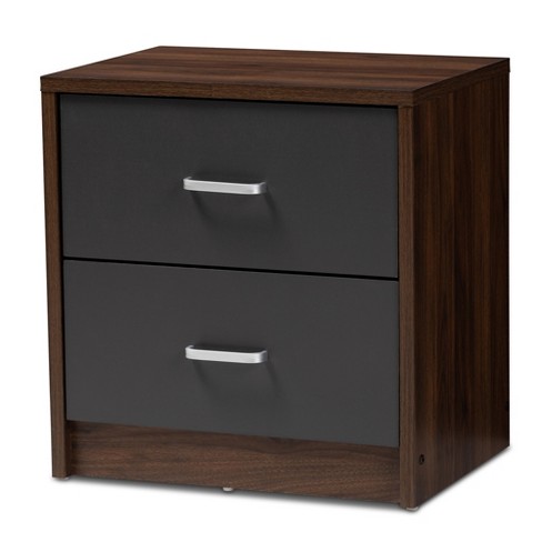 Hansel 2 Drawer And Finished Nightstand Brown gray Baxton Studio