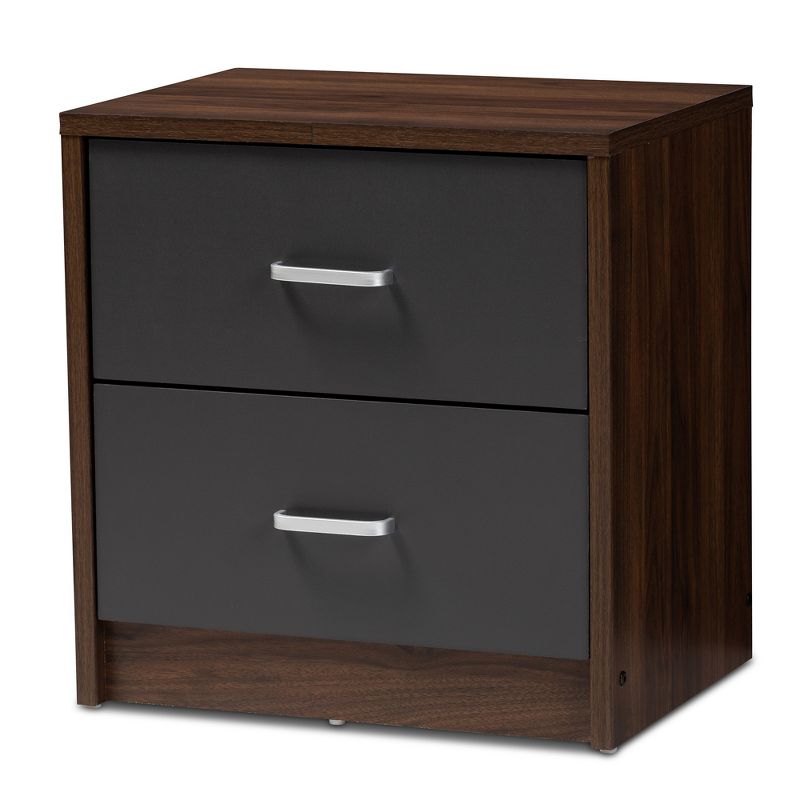 Hansel 2 Drawer and Finished Nightstand Brown/Gray - Baxton Studio, 1 of 10