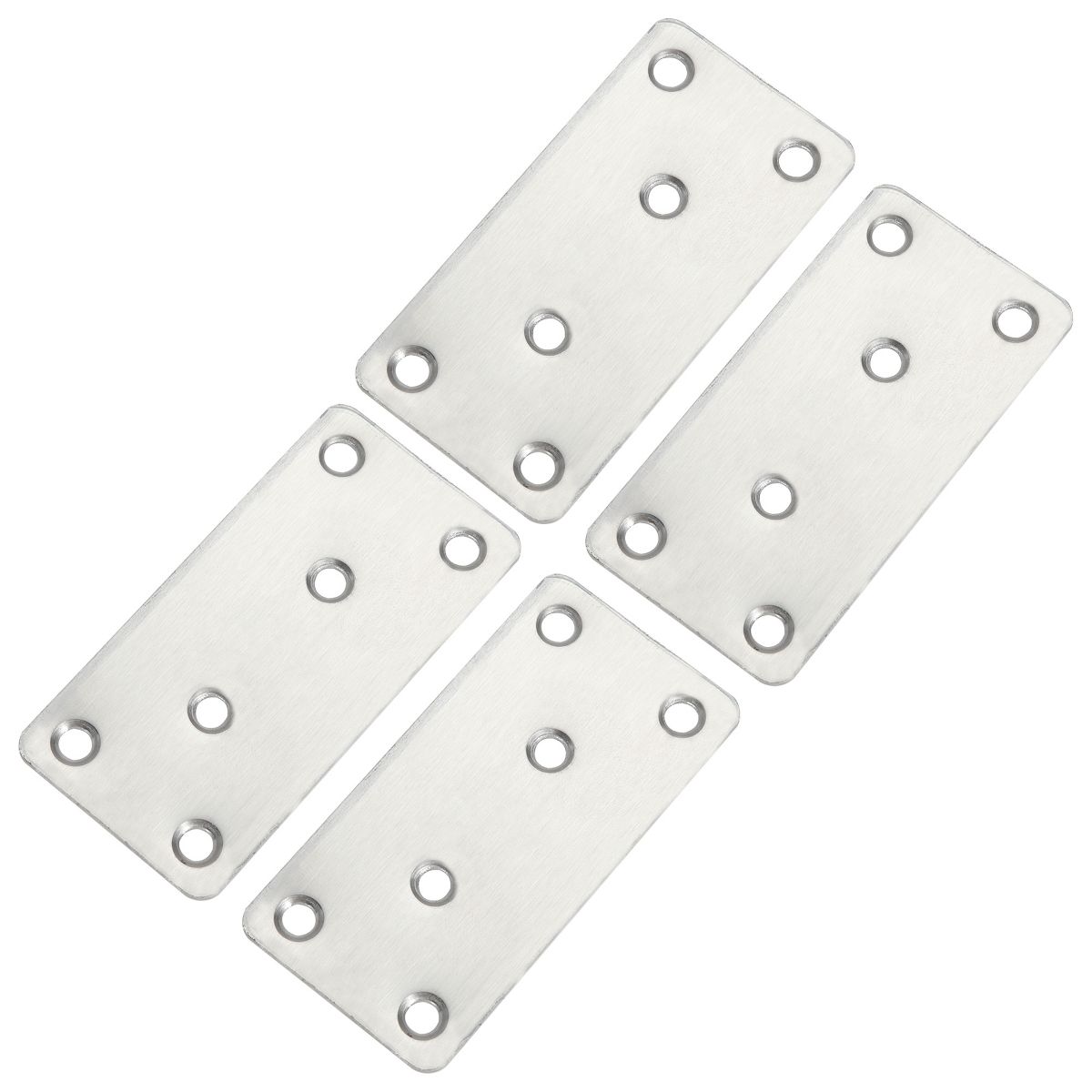 Unique Bargains Flat Bracket Rectangle Straight Strip Stainless Steel Silver Tone 4 Pcs
