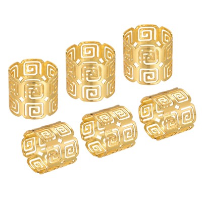 Unique Bargains Holiday Party Alloy Decorative Reusable Wear-Resistant Hollow Napkin Ring 6 Pcs