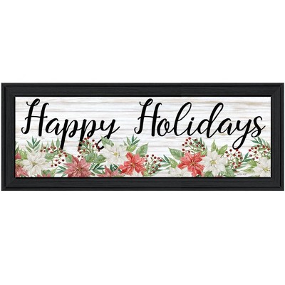 HomeRoots Happy Holiday Black Framed Print Wall Art