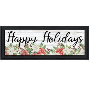 HomeRoots Happy Holiday Black Framed Print Wall Art - 1 of 3