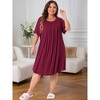 Women's Plus Size Comfort Round Neck Short Sleeve Midi Nightgown - Agnes Orinda - 3 of 4