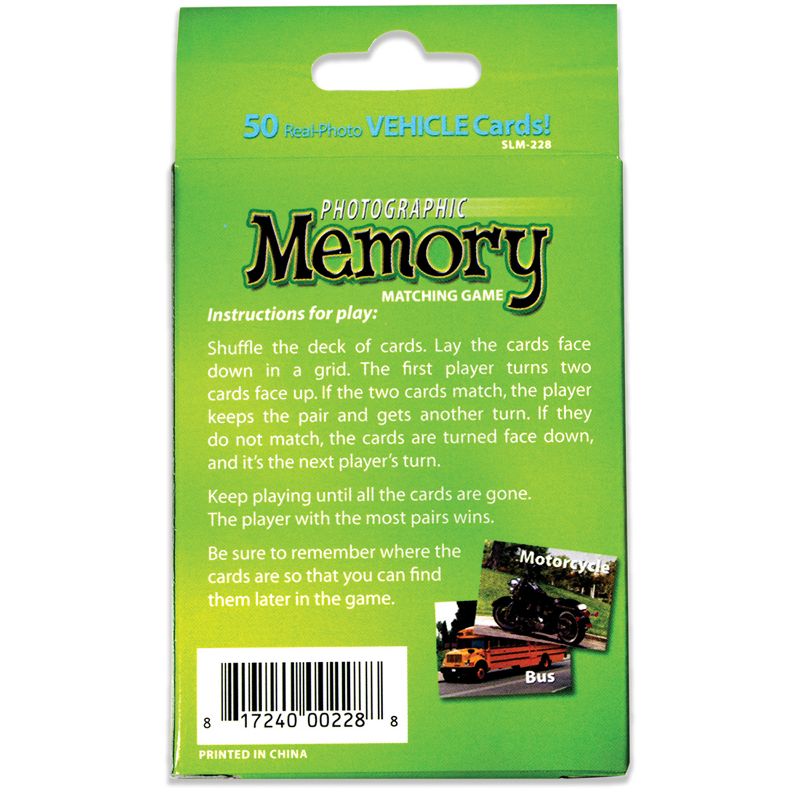 Stages Learning Materials Photographic Memory Matching Game, Vehicles, Pack of 3, 4 of 8