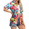 Nlife Womens Button Down Hawaiian Shirts Short Sleeve Floral Print Summer V Neck T-Shirt Casual Summer Beach Blouses Tops - 4 of 4