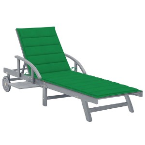 vidaXL Patio Sun Lounger with Cushion Solid Acacia Wood - 1 of 4
