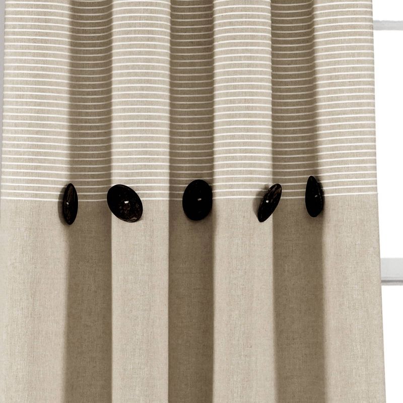 Set of 2 Farmhouse Button Striped Yarn Dyed Woven Cotton Window Curtain Panels - Lush Décor, 4 of 10