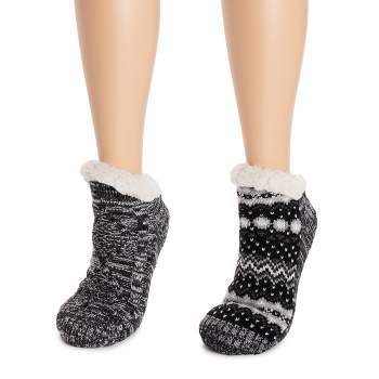 Women's Soft Fuzzy Furry Gripper Slipper Socks with Tassel - Multi  Snowflake - L/XL - 1 Pair 