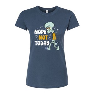 Women's - SpongeBob SquarePants - Squidward Nope Not Today Fitted Graphic T-Shirt - 1 of 4