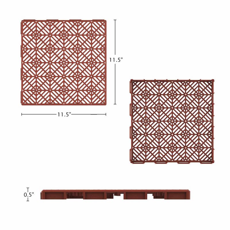 Nature Spring Interlocking Open Patterned Terracotta Patio and Deck Flooring Tiles - Set of 6, 2 of 7