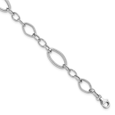 Black Bow Jewelry 14k White Gold Italian 9mm Polished Link Chain Bracelet, 7.5 Inch