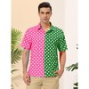 Lars Amadeus Men's Summer Polka Dots Short Sleeves Button Down Patchwork Hawaiian Shirt - 2 of 4