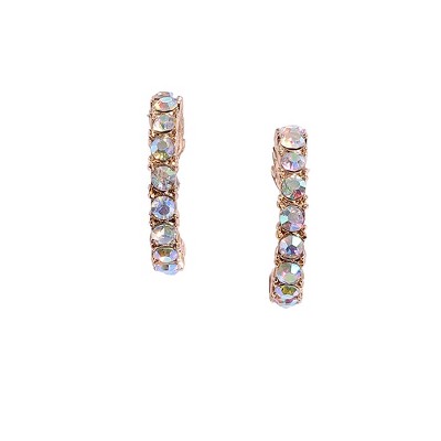 SOHI Women's Crystal Silver Bling Hoop Earrings