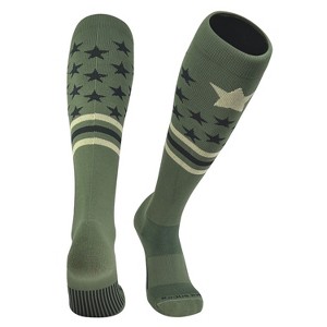Mk Socks Patriot USA Flag Military Green Knee-High Long Sports Socks - 1 of 2