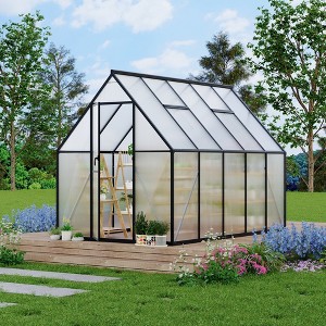 Aluminum-Framed Polycarbonate Greenhouse, Heavy Duty Polycarbonate Greenhouse with Roof Vent, Large Enhanced Aluminum Greenhouse Kit - 1 of 4