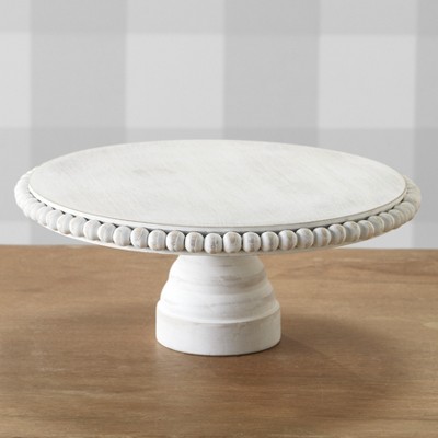 Lakeside Decorative Beaded Tabletop Cake Stand with Distressed Finish