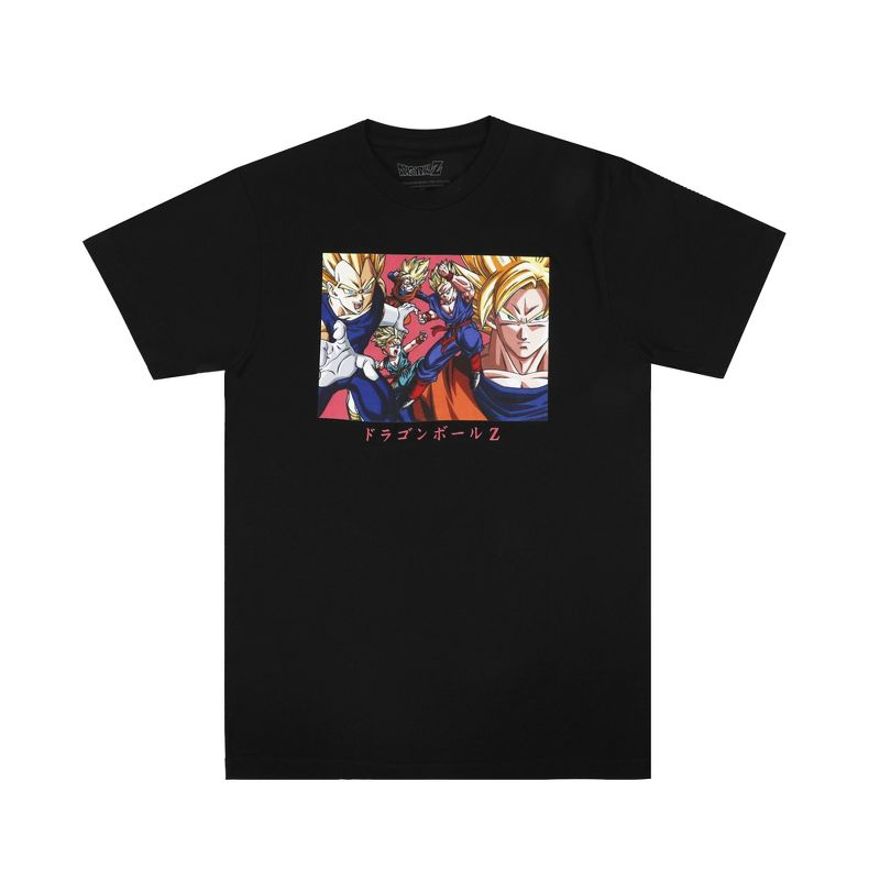 Dragon Ball Z Anime Cartoon Front and Back Graphic Print Black Tee, 1 of 5