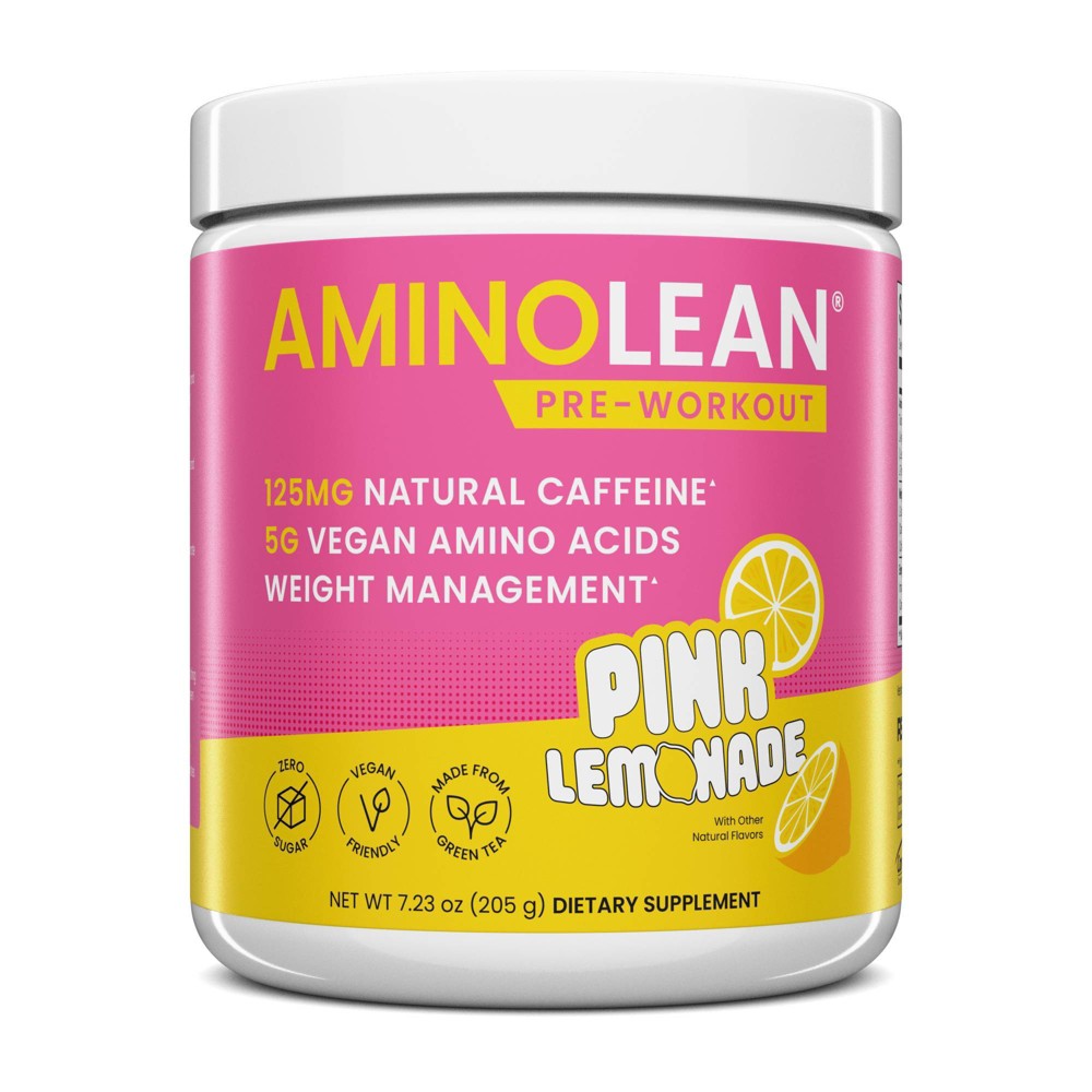 RSP Nutrition AminoLean Pre Workout Powder - Pink Lemonade - 205g: 1 Pack, Energy Supplements