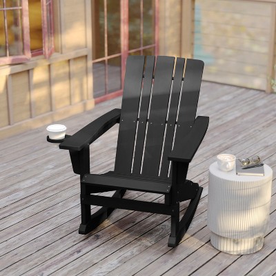 Black HDPE Adirondack Rocking Chair with Armrests