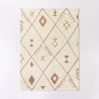 5'x7' Claybourne Hand Tufted Geometric Shag Two-Tone Diamond Wool/Jute Area Rug Ivory - Threshold™ designed with Studio McGee
