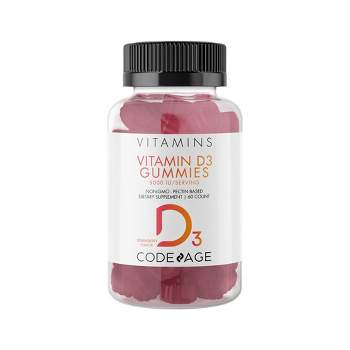 Codeage Vitamin D3 Gummies, 5000 IU, Strawberry Flavored Vitamin Supplement -  60ct