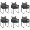 vidaXL Set of 6 Outdoor Dining Chairs - Poly Rattan Patio Furniture with Pillows - Black - Weather Resistant - Easy to Clean - Lightweight - 2 of 4