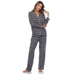 Women's Long Sleeve Heart Print Pajama Set - White Mark - 1 of 4