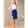 Hobemty Women's Wear to Work Elastic High Waist Pleated Bodycon Midi Skirts - 2 of 4