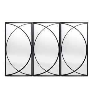 LuxenHome 3-Piece Black Metal Rectangular Wall Mirror Set - 1 of 4