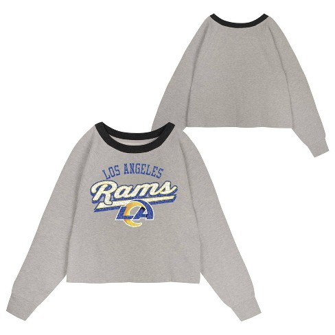 NFL Los Angeles Rams Girls' Gray Crew Fleece Hooded Sweatshirt - image 1 of 3