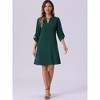 Allegra K Women's Casual V Neck Roll-Up Sleeve Tunic Beach Cover Up Shift Dress - 3 of 4
