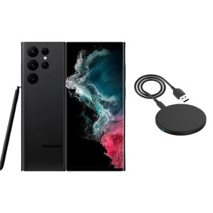 Refurbished Samsung Galaxy S22 Ultra 5G S908U (AT&T Only) 128GB Phantom Black (Grade A) w/ Wireless Charger - 1 of 1
