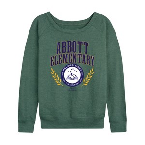 Women's - Abbott Elementary - Collegiate Lightweight French Terry Wide Neck Long Sleeve Shirt - 1 of 4