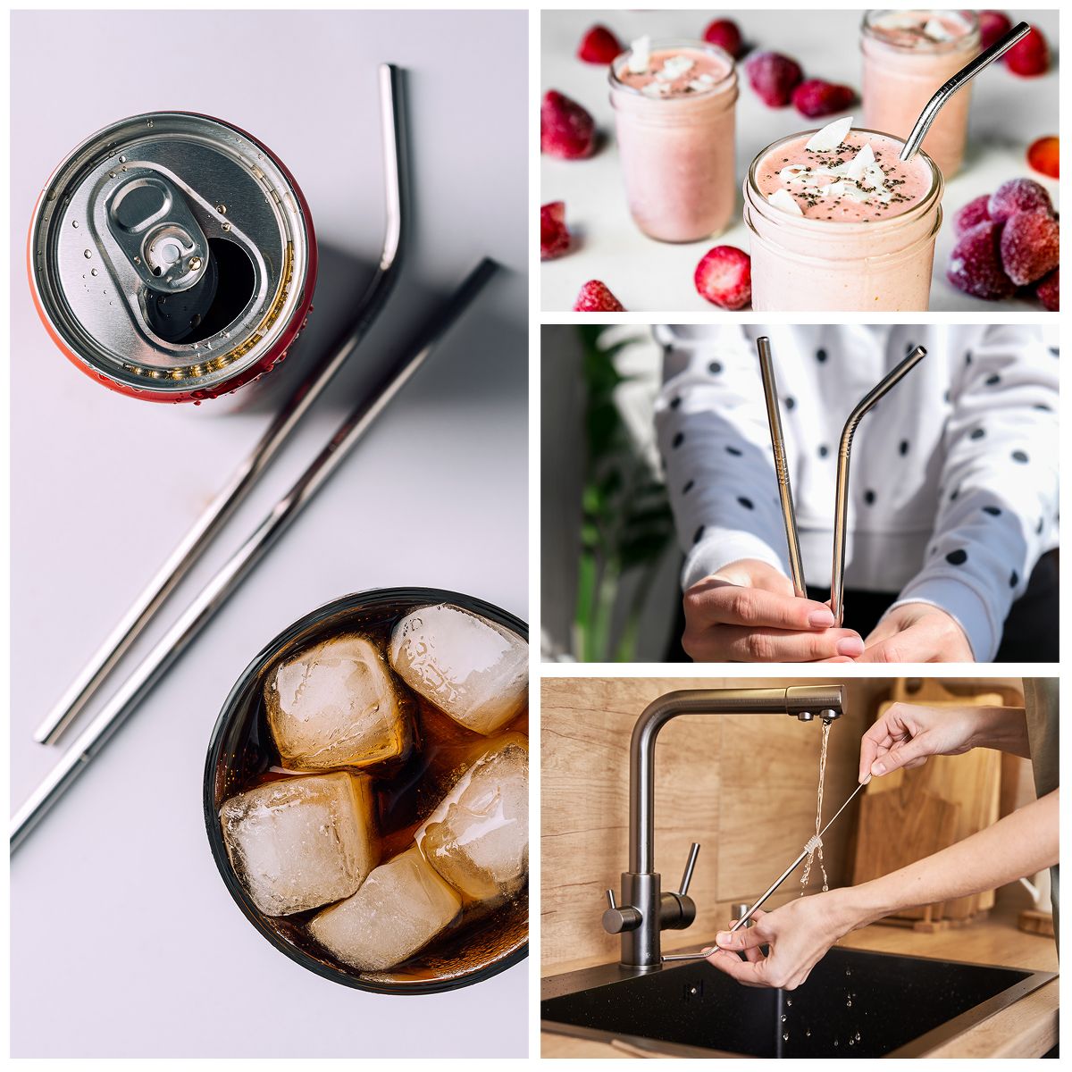 Unique Bargains Smooth Large Cocktail Coffee Juice Reusable Metal Straw 2 Pcs - thumbnail 3