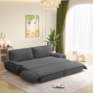 AENKYO 73.2" Oversized Convertible Loveseat Sleeper Sofa Bed Queen Size Pull Out Sofabed Sofacama,Cloud Cushion Velvet Upholstered Pullout Sofa Couch - 1 of 4