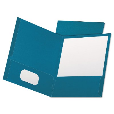 Oxford Linen Finish Twin Pocket Folders Letter Teal 25/Box 53442