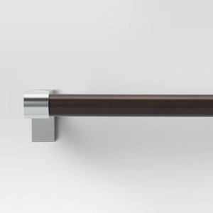 Dark Faux Wood Curtain Rod Nickel - Threshold™ - 1 of 3