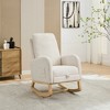 25.4'' Boucle High Back Rocking Chair with Retractable Footrest and Side Pocket for Nursery, Living Room, Bedroom - 4 of 4
