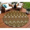 Brown Beige And Artichoke Green Southwestern Washable Indoor Outdoor Area Rug - 2 of 4