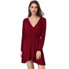 Coolmee Women's Spring Fall Pleated Mini Dress Long Sleeve Ruffle Causal Short Dress - 2 of 4