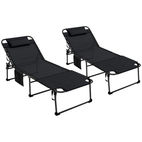 Outsunny 2 Piece Folding Chaise Lounge Pool Chairs With 5 level