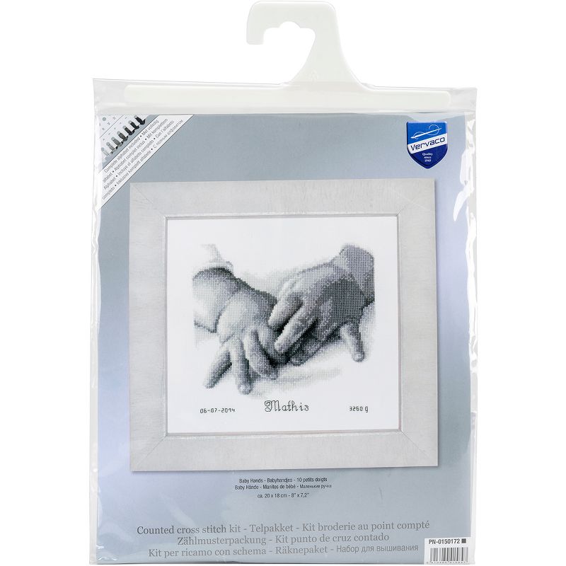 Vervaco Counted Cross Stitch Kit 8"X7"-Baby Hands Record On Aida (18 Count), 1 of 6